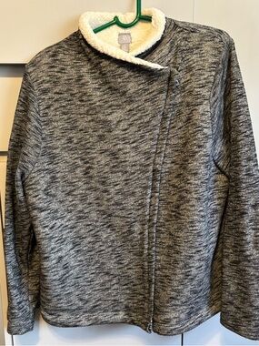Good Used Condition! GAP XXL Cozy Gray Sherpa-Lined Jacket with Diagonal Zipper